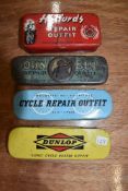 Four cycle or bicycle repair kits including Halfords and Dunlop