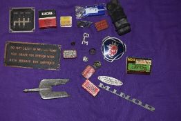 A selection of motor car engine badges and similar garage signs