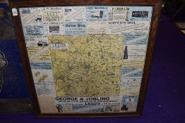 A vintage garage advertising map for Environs of Leeds