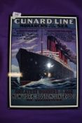 A modern replica sign for Cunard steam liner