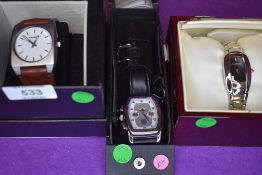 Three fashion wrist watches by Hamnett, Gianni Sabatini & Pier Carlo d'Alessio