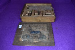 An antique childrens toy building block church