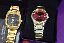 Two gent's gold plated evening wrist watches by Gianni Ricci having diamante decoration to cases