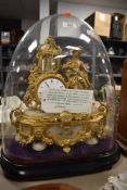 A French Ormilou gilt allabaster mantel clock (damage to dome)