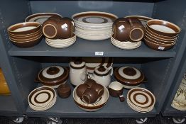 A good selection of vintage tea and dinner wares by Denby in the Russet design