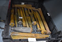 A selection of various masonry and builders stone shaping and cutting chisels