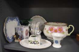 A selection of ceramics including Portmeirion and Wedgwood Clementine also Beatrix Potter figure