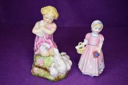 Two ceramic figure studies including pink stamp Royal Worcester My Favourite and tinkle bell