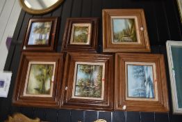 Six original oil paintings on canvas with heavy wood frames all depicting various landscapes
