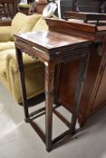 An original hardwood plant stand, approx width 41cm, height 78cm