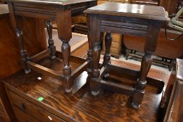 Two mid 20th Century oak occasional tables, approx. width 42 & 30cm