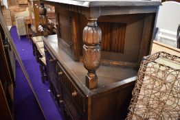 A Priory style court cupboard, width approx. 125cm
