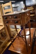 A 19th Century mahogany night stand, two drawers, on turned legs, width approx. 42cm