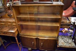 An early to mid 20th Century oak and ply bookcase, width approx. 91cm