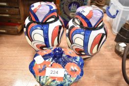 Two ceramic ginger jars by Old Tupton ware and a lidded bonbon dish