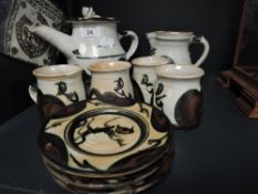 A part studio pottery coffee service by Adam Dworski of Wye pottery Clyro