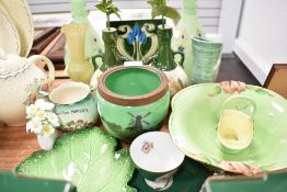 A selection of ceramics and glass ware including Art Nouveau tile and Carleton ware