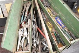 A vintage Holland tool box with DIY and building tools etc