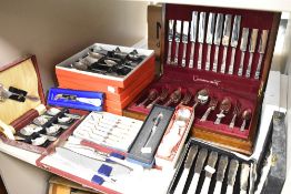 A fine selection of cased and boxed cutlery flatware and serving items including fine cased