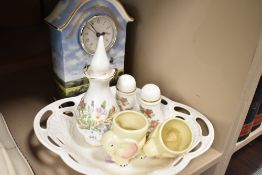 A selection of ceramics including Aynsley and a Bradex clock