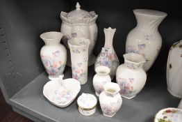 A selection of vase by Aynsley in the Little Sweetheart design