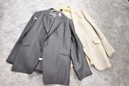 Two gents vintage suits, one pure new wool pin stripe in black design circle for John Collier,the