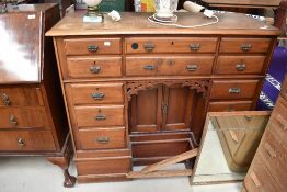 An interesting Victorian Aesthetic style tall desk/vestry cupboard, dimensions approx. W114 D43