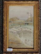 A watercolour, W Gunn Gwennet, The Mill at Rye Sussex, signed and attributed verso, 28 x 17cm,