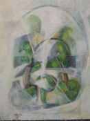 An oil painting, attributed to Anthony Wood, stylised bubble, 50 x 39cm