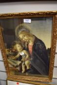 A print of religious interest of the Virgin Mary and baby Jesus