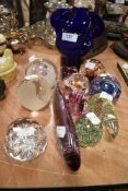 A selection of art glass paper weights including Caithness and Georgian Crystal