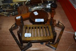 A collection of vintage wooden dolls house furniture.