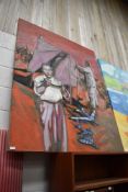 A large oil on canvas, conversational scene