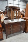 An early 20th Century oak dressing table, metal label Waring and Gillows