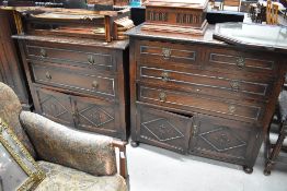 An early 20th Century Jacobean style three piece bedroom suite