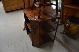An early 20th Century oak bookshelf table, width approx. 51cm