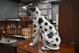 A large life size ceramic Dalmation, height approx. 84cm