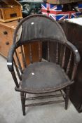 A late 19th/early 20th Century spindle frame office chair