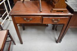 A 19th Century mahogany side table having double frieze drawers, width approx. 81cm