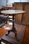 A 19th Century mahogany and inlaid occasional table, circular top diameter approx. 52cm