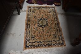 A Persian Shirvan style silk carpet rug/prayer mat, approx. 105 x 70cm
