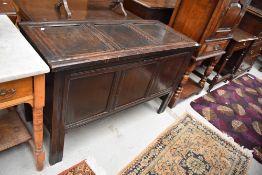 A Period oak three panel coffer, width approx. 111cm (selling for St Johns Hospice, Lancaster)
