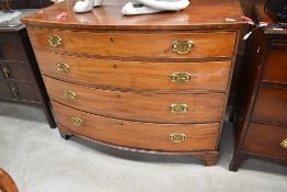 A 19th Century mahogany bow front chest of four long drawers