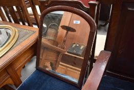 A 19th Century mahogany wall mirror, of small proportions, converted from toilet mirror, width