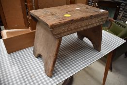 A rustic stool