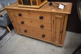 A 19th Century and later rustic pine sideboard, width approx. 124cm
