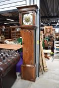 An 18th Century and later oak longcase clock having brass and silvered dial, 8 day movement,