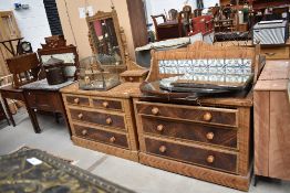 A 19th Century scumbled pine dressing table and tile back washstand
