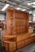 A vintage teak Nathan lounge shelf and corner unit