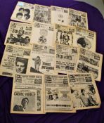 A lot of fifteen copies of the New Musical Express newspapers , these are well preserved with no cut